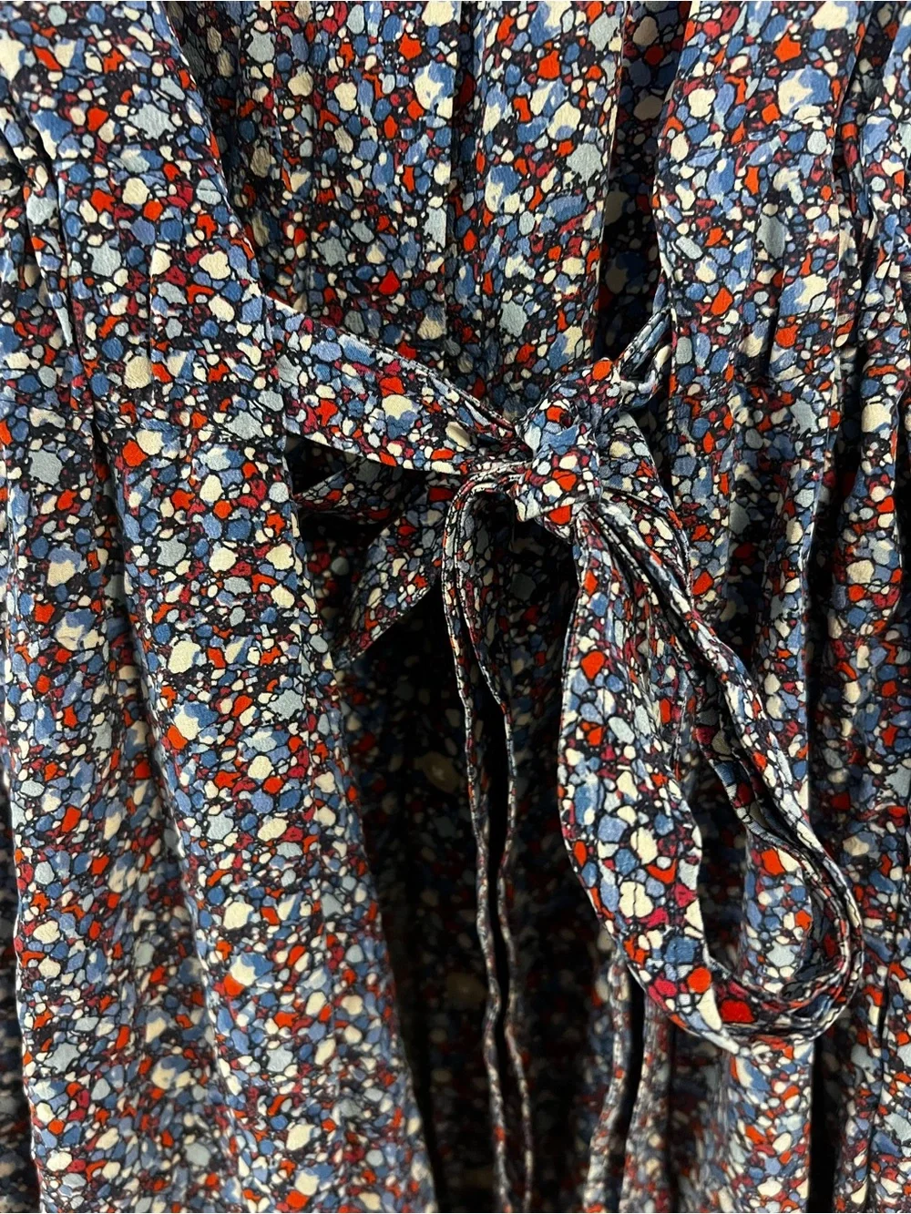 Tory Burch Navy Floral Tie-Waist Mini Dress